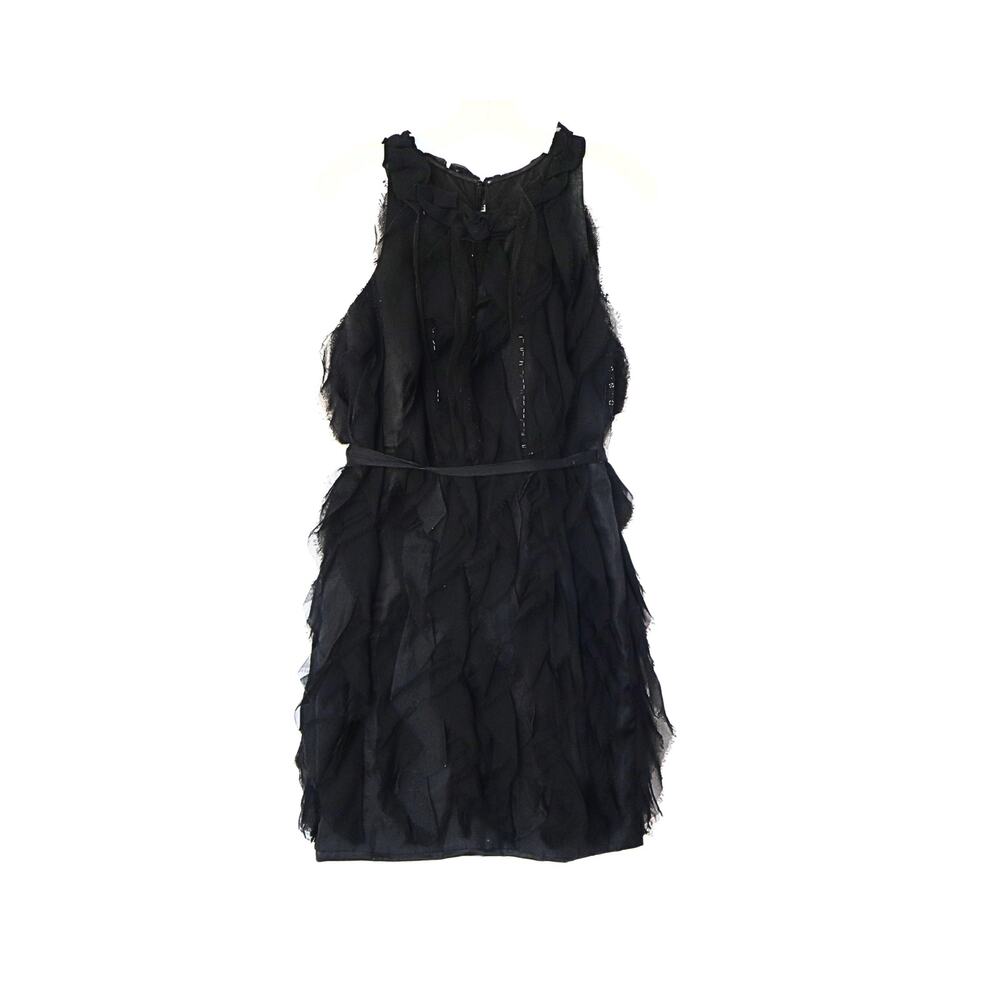 Sleeveless Silk Chiffon Mini Dress - Black - S